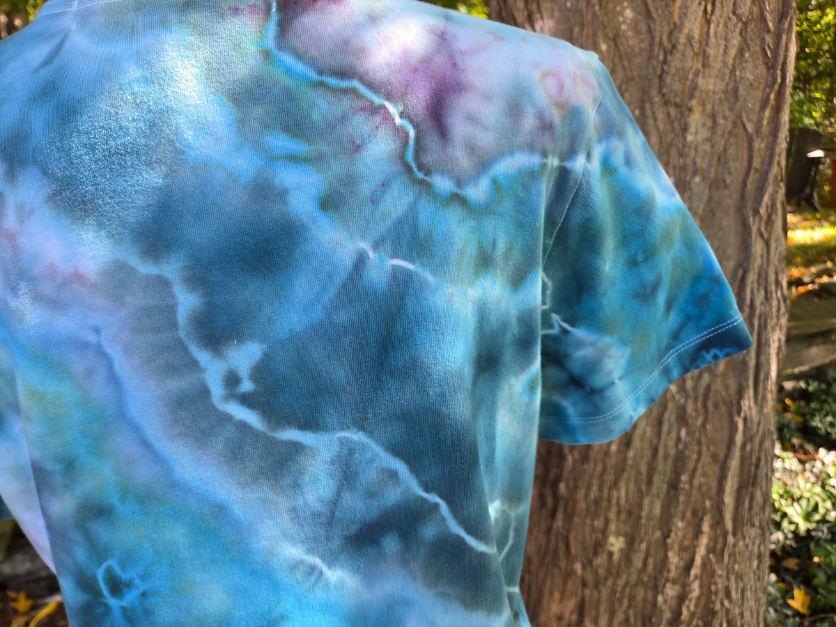 Ice-Dyed Women’s Medium Boxy T-Shirt — Wide Crew Neck — One of a Kind