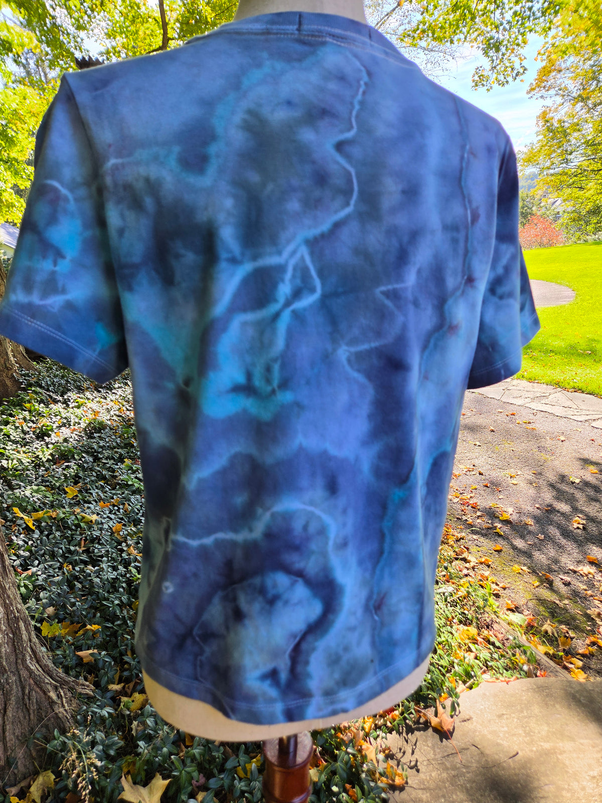 Ice-Dyed Women’s Medium Boxy T-Shirt — Wide Crew Neck — One of a Kind