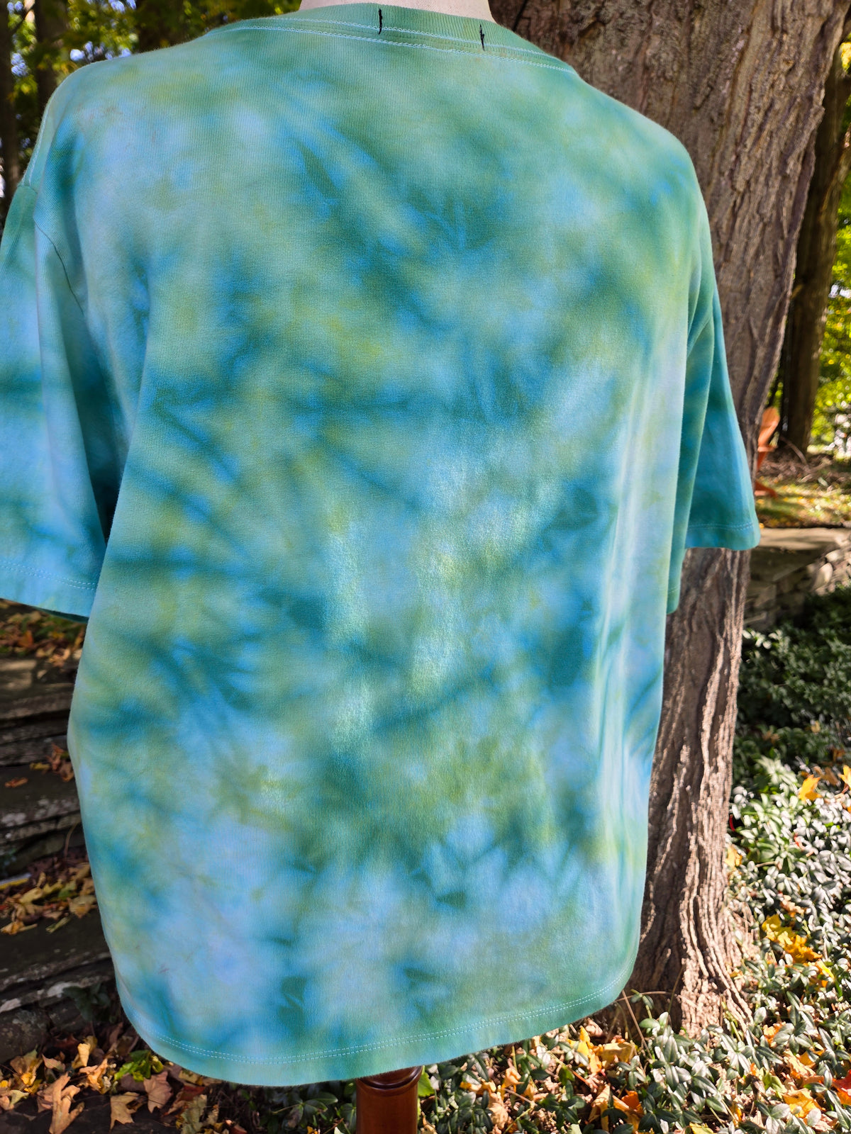 Ice-Dyed Women’s 2XL Boxy T-Shirt — Wide Crew Neck — One of a Kind