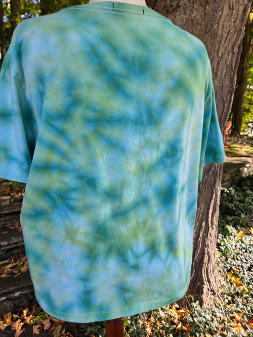 Ice-Dyed Women’s 2XL Boxy T-Shirt — Wide Crew Neck — One of a Kind
