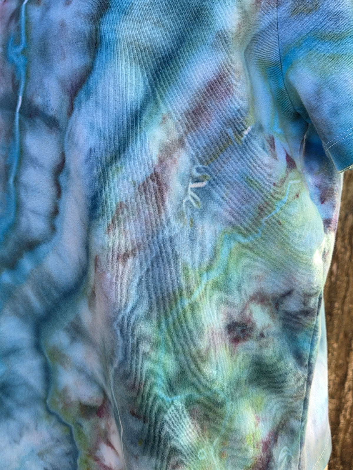 Ice-Dyed Women’s Medium Boxy T-Shirt — Wide Crew Neck — One of a Kind